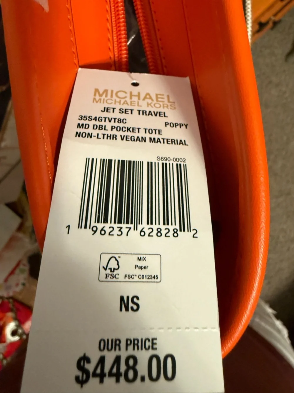 Michael Kors Jet Set Poppy Medium Double Pocket Tote NWT - Picture 3 of 11